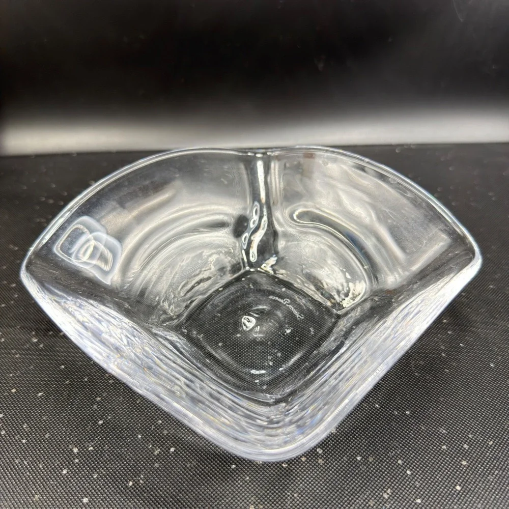 Simon Pearce Woodbury Glass Bowl Clear Hand Blown Signed Crystal Dish‎ Bowl VTG